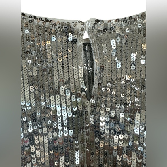 Zara trf collection Silver Sequins Disco Flowy Boho Blouse - Picture 16 of 16